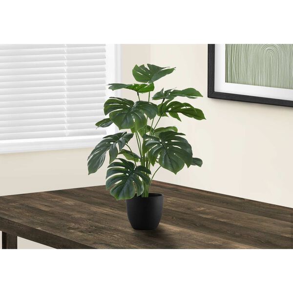 Black Green 24-Inch Monstera Indoor Table Potted Real Touch Artificial Plant, image 2
